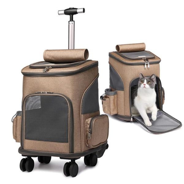 Cão de carro assento cobre pet viagem trolley saco draw bar carrinho portador gato mochila gaiola ajustável destacável expansível carry275r