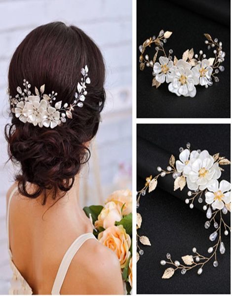 Enfeites de cabelo elegantes com flores de noiva, acessórios de cabelo da moda para casamento, mulheres, meninas, pérolas, headpiece9475396