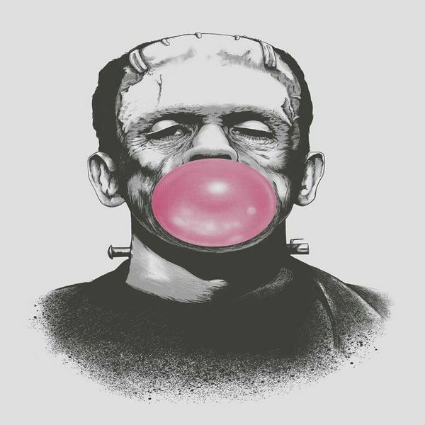 Frankenstein Blowing a Big Pink Bubble Gum Bubble Paintings Film artistico Stampa Poster in seta Decorazione della parete di casa 60x90 cm301W