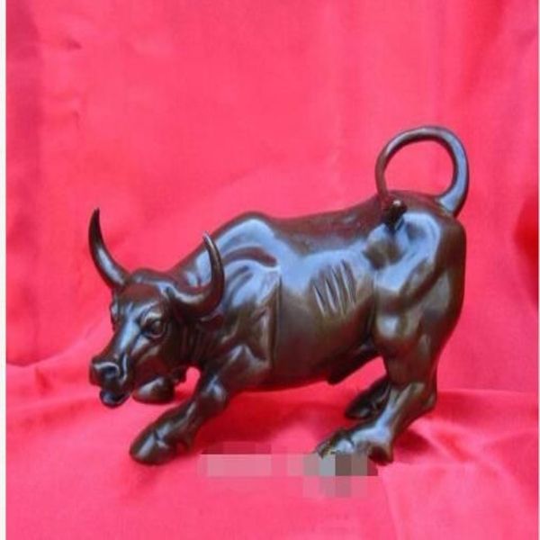 Big Wall Street Bronze Fierce Bull OX Statue 8inch290r