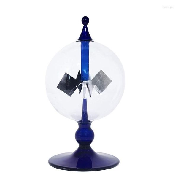 Figurine decorative Blu Energia solare Radiometro Luce solare Energia Crookes Pale rotanti Mulino a vento Regalo Decorazione scrivania per la casa250i