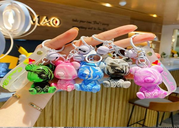 Tide Party Perse Cool Siture Fluid Bear Doll Key Chain Creative Exquisite Clue Ring Bag Sagne6291082