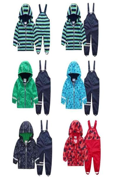 HONEYKING Children039s Capa de Chuva Terno Bebê Macacão À Prova D 'Água Calças Criança Menina Macacão Rainwear Boy039s Jaqueta E Calças7832545