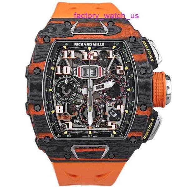 Modische Taucheruhr RM Armbanduhr RM11-03 Mclaren farbiges Carbon + seitliches Ntpt-Material, komplett hohles Set