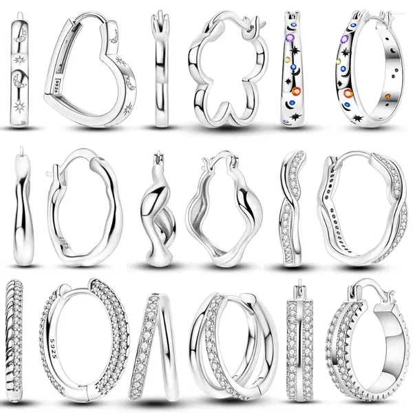 Hoop Ohrringe 2024 Original 925 Sterling Silber Ohrring Herz-förmigen Für Frauen Mädchen Hochzeit Party Luxus Edlen Schmuck