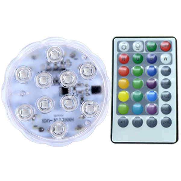 Illuminazione 12 LED Temporizzazione Luce per acquario A basso rumore Rotonda Cambia colore Decorazione Illuminazione Piscina Sottomarino Telecomandato