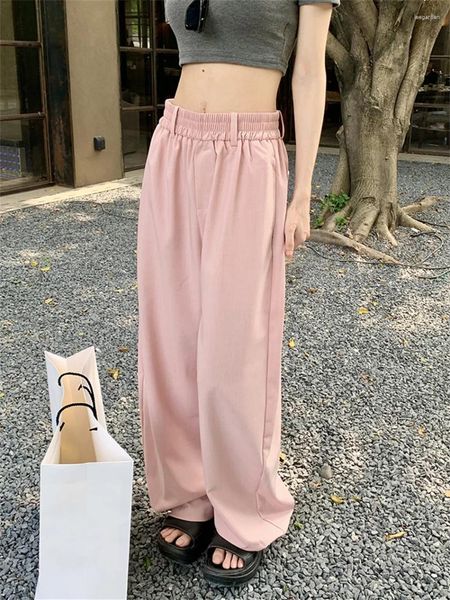 Calças femininas Alien Kitty Khaki Mulheres Chic Solto Verão Sólido Casual All Match Slim Wide Leg 2024 Streetwear Office Lady Work Wear