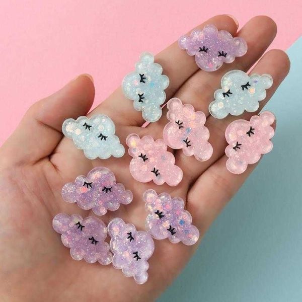 Harz schlafende Wolke Flatback Cabochon Kawaii Glitter Handwerk DIY Haarschleifen Zubehör passen Telefon Fall Dekoration Scrapbook Q0525309A