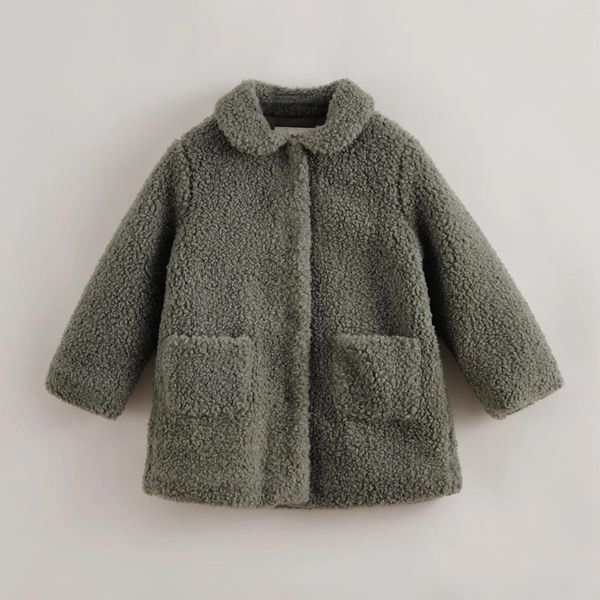 Piumino MARCJANIE Bambina Primavera Autunno Inverno Giacca in cotone di media lunghezza con finta alpaca 221723 Serie francese