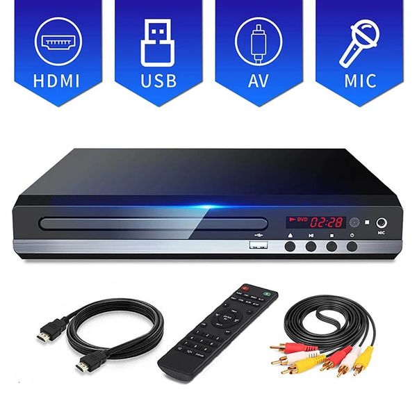 DVD Oyuncu Yüksek Defination 1080p Ev DVD Oynatıcı Kutusu TV için All Bölge Ücretsiz DVD CD-DISCS Player AV-OSTPUT Dahili Mic-Port 240229