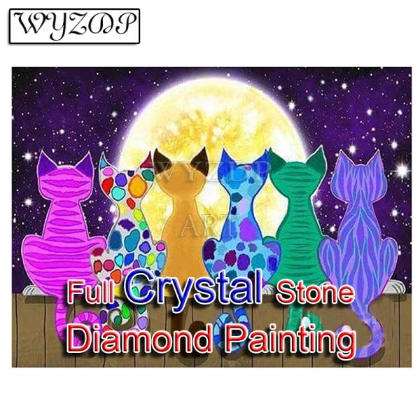 Stitch Fashion 100% Crystal Diamond Painting Cat Katze Bild Full Square Mosaic Stickerei Diamond Art Cross Stitch Kit Handbuch Haltung