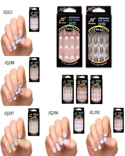 24 pezzi splendidi disegni francesi unghie finte resina ABS set di unghie finte manicure completa punte d'arte3099923