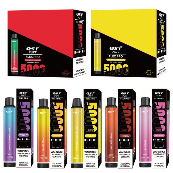 100% cigarros autênticos recarregáveis ​​Puff Flex Pro QST caneta vape descartável E kits de cigarro 0% 2% 5% 5000 baforadas 12ML pré-preenchidos 15 cores VS Plus MAX em estoque