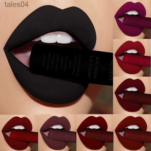 Batom QIBEST À Prova D 'Água Matte Nude Líquido Batom Pigmento Vermelho Escuro Preto Longo Durando Batom Líquido Mulheres Maquiagem Lipgloss Lip Tint 240313