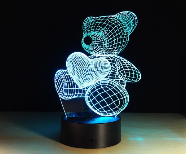 Natal bonito ursinho 3d luz noturna indução luzes led criativo casa inteligente usb mesa toque lamps8586263