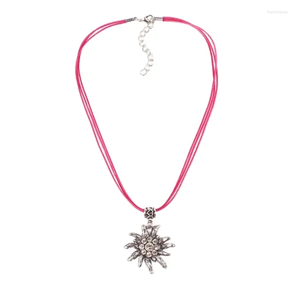 Collane con ciondolo Y4QE Collana con fiori regolabile Elegante catena di stelle alpine, materiale in lega di corda per donna ragazza