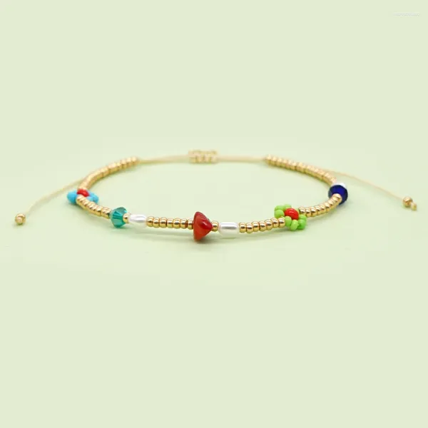 Link pulseiras go2boho miyuki semente grânulo pulseira eclética moda jóias falso pérola cristal margarida flor pedra natural para mulher