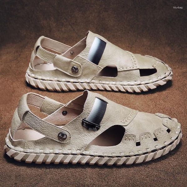 Sandali da uomo con punta antiscivolo, luce morbida, estate, spiaggia, strada, stile esterno, piattaforma, aumentano le scarpe casual traspiranti