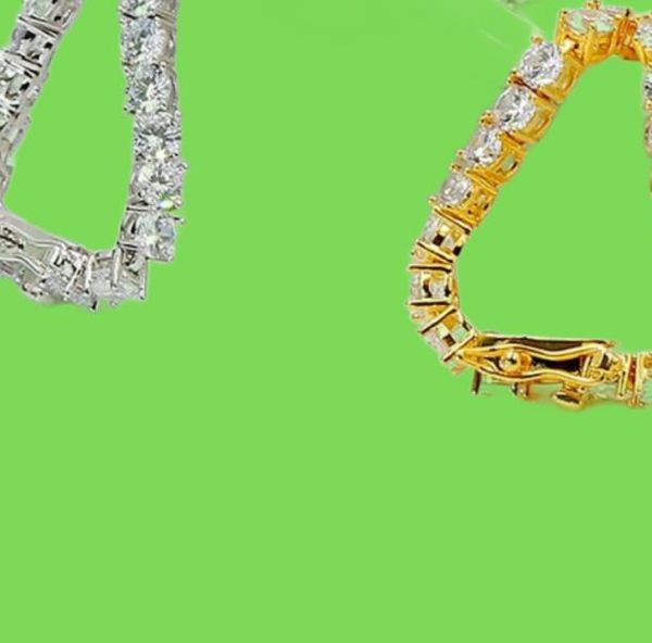 Теннисные браслеты в стиле хип-хоп, блестящие муассаниты с бриллиантами, 18-каратное настоящее золото, мужские и женские ювелирные изделия, 4 мм, 5 мм, 6 мм7009634