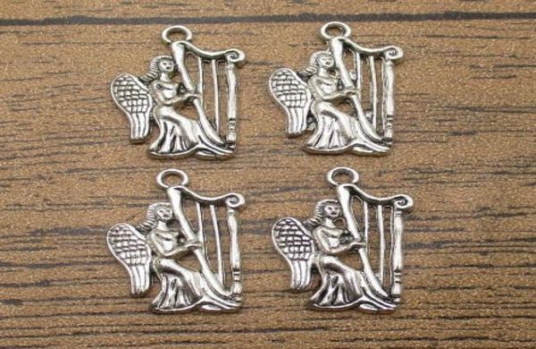 Angel Harp Charms 25pcslot 2213mm Music Mücevher Aksesuarları Kız Kolye Cazibesi Bilezik Antik Silver Tonewy10725982127