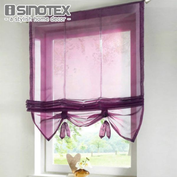 Cortinas de janela eleváveis estilo alemão, cortina transparente voile romana, persianas de tule para cozinha, varanda, bolso com haste, 1 peça