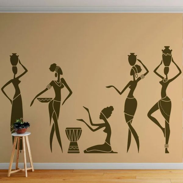 Adesivos Africano Mulher Girl Africa Mulheres decalques de parede Arte de parede Vinil Decoração de casa mural 2FZ7