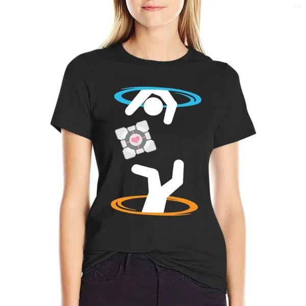 Frauen Polos Lose The Companion Cube T-shirt Anime Kleidung Koreanische Mode Sommer Tops Weißes Kleid Für Frauen Sexy