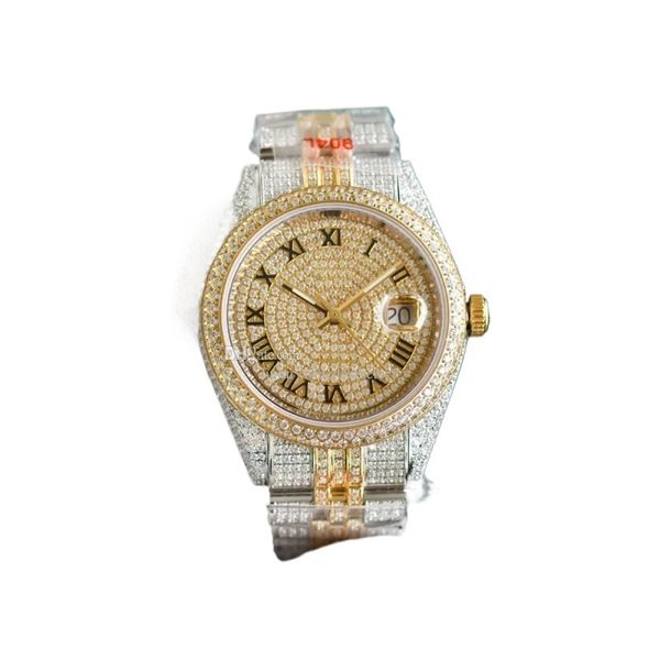 Montre luxe moissanite relógio vvs safira aço inoxidável 40mm designer relógios dobrável fivela relógio calendário relógio de pulso mecânico na moda sb064 C4