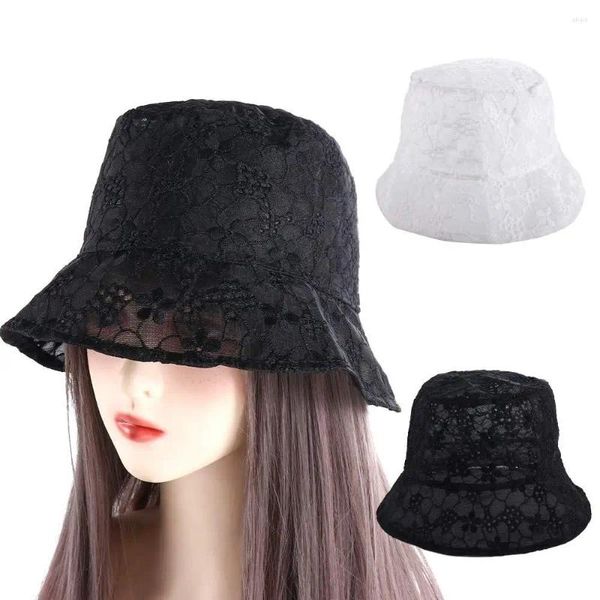 Capsino sfera ragazza pieghevole bacino sottile per donne protezione solare protezione solare cappello di pizzo in pizzo gallone cappello femminile