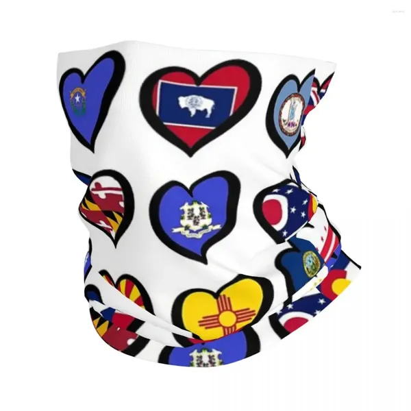 Scarves USA State Flags Hearts Amerivision Logo Amerikan Şarkı Yarışması Bandana Boyun Kapağı Baskılı Maske Eşarp Sıcak Bisiklet Dışarı