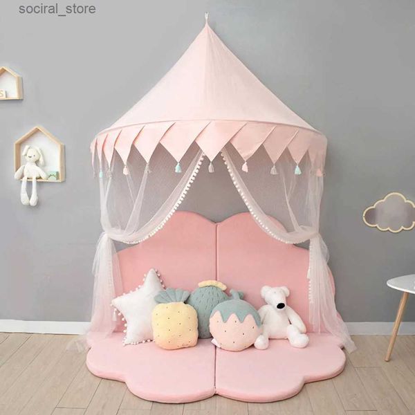 Spielzeugzelte Nordic Kinder Spielzelt Rosa Prinzessin Schloss Spielhaus Tipi Enfant Indoor Baby Mädchen Krippe Baldachin Netz Bett Zelt Kinder Zimmer Dekor L240313