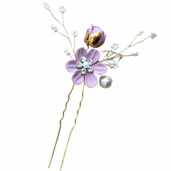 Unghie finte da sposa semplice perla pettine laterale fiore fatto a mano adatto per matrimoni feste da ballo
