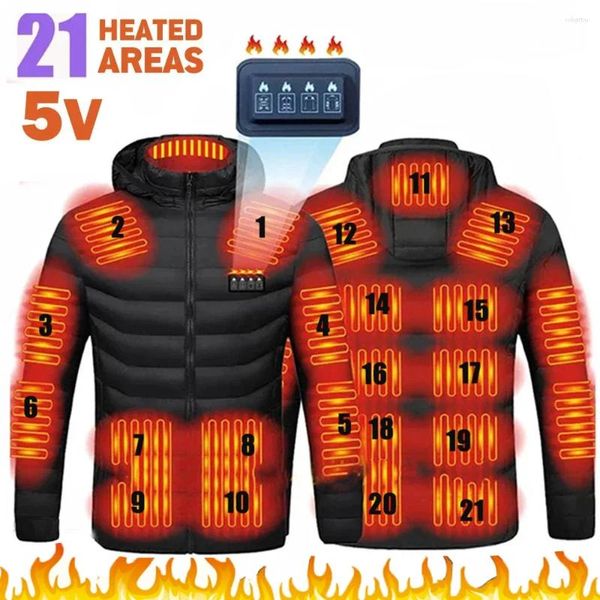 Giacche da uomo 21 aree giacca riscaldata da uomo elettrica invernale da donna moto USB gilet caldo cappotto riscaldante escursionismo da sci