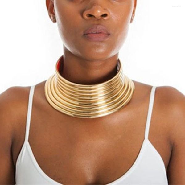 Anhänger Vintage Statement Afrika Halsband Halskette Frauen Gold Farbe Leder Kragen Maxi afrikanischen Schmuck verstellbare Halsreifen groß