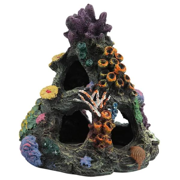 Decorazioni Barriera corallina Decorazione acquario Acquario Resina Roccia Montagna Ornamenti grotta Casa dei pesci per Betta Riposo del sonno Nascondi Razza da gioco