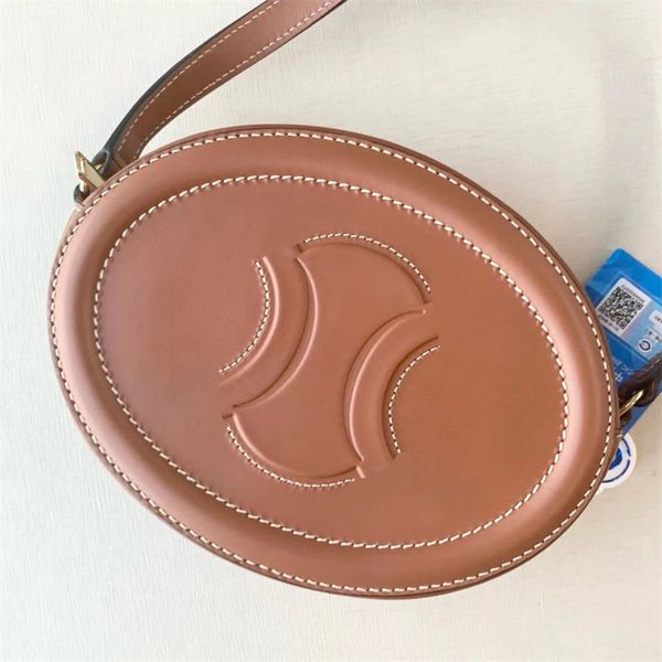 Yeni Üçlü Moda Yuvarlak Çantalar Lüks Çanta Kadınlar Erkekler Düzgün Gerçek Deri Tasarımcı Çantalar Oval Cüzdan Çapraz Vücut Pochette Seyahat Debriyaj Omuz Çantası