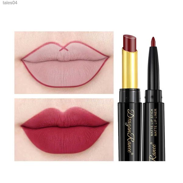 Lippenstift Double Ended Lip Pencil Lip Liner Damen Matt Wasserdicht Langanhaltendes Make-up Nude Dunkelrot Lippen Liner Bleistift Kosmetik 8 Farben 240313