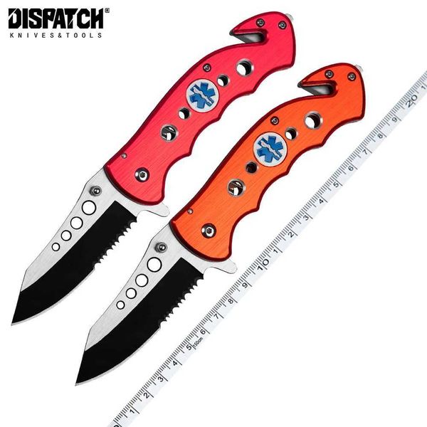 Camping Jagdmesser Klappmesser Griff Aluminium Säge Schere Seil Brechen Glas multifunktionale Jagd Outdoor Camping EDC Werkzeug 240315