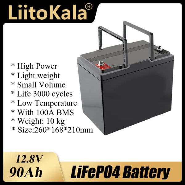 Liitokala 12V 12,8V 90AH LIFEPO4 Célula prismática max 3C 270A descarga para a bateria de EV com barras de ônibus baterias de carro 3,2V