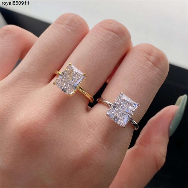 Luxuriöse Schmuckringe aus Sterlingsilber mit Schneeflocken-Zirkonia-Designer-Ring für Damen, Prinzessinnen-Quadrat-Hochzeit, Verlobung, Diamantring mit Geschenkbox-Größe