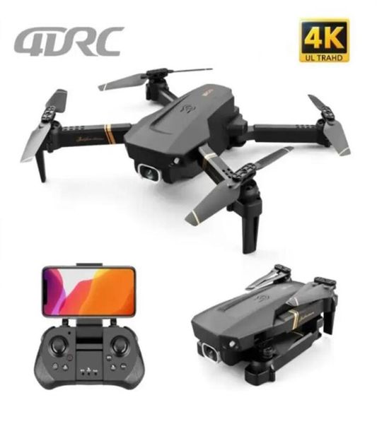 Дроны V4 RC Дрон WIFI FPV Живое видео 4K HD Широкоугольная камера Складная фиксация высоты Прочный RC234d7106745