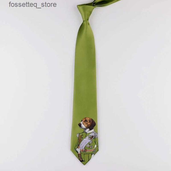 Cravatte Spedizione gratuita Nuovo maschio uomo uomo moda unica Design originale Divertente cane verde Stampa generale 7 cm Cravatta Cravatta studentessa coreana L240313