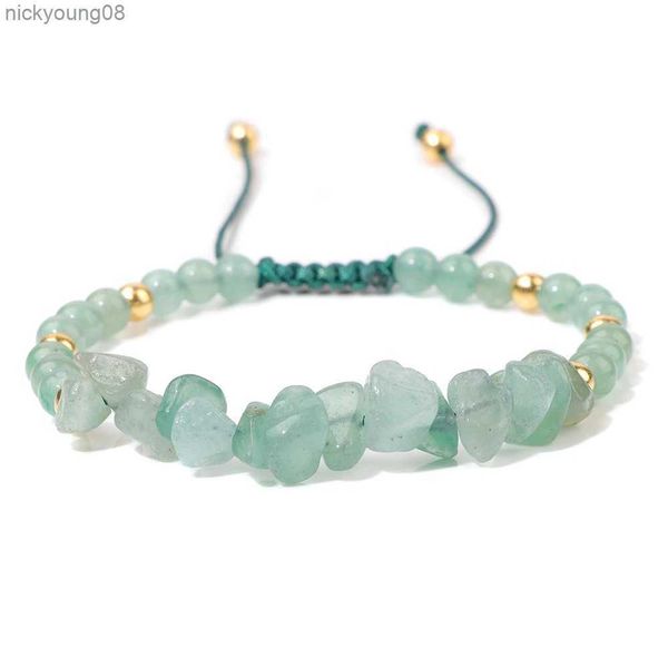 Bracciale caldo irregolare avventurine verdi braccialetti di ghiaia pietra naturale ametiste bracciali donna corda regolabile braccialetti intrecciati regaloL2403