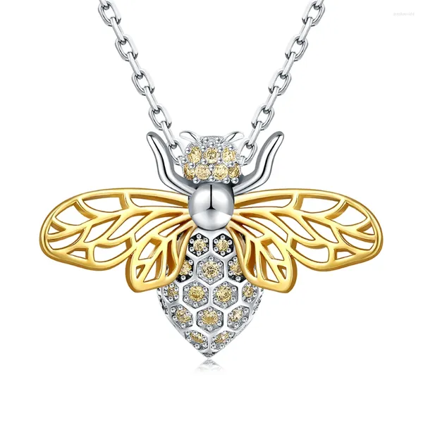 Pingentes 925 prata esterlina bonito animal abelha colar com zircão pingente jóias aniversário presentes de natal para mulheres filha mãe esposa