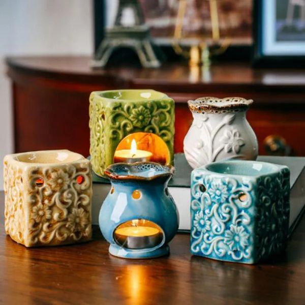 Горелки Креативная керамическая горелка для благовоний с эфирным маслом, печь для ароматерапии, изысканная форма вазы, масляная лампа, подарки и поделки, домашний декор