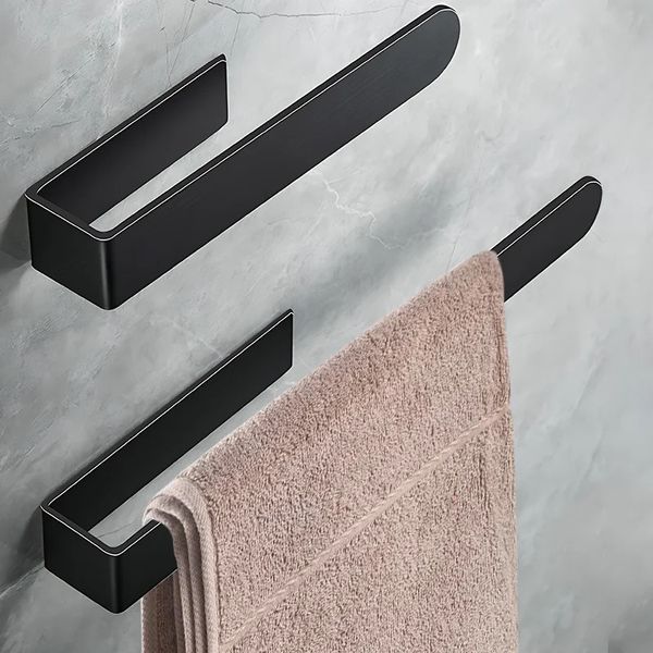 Porta asciugamani Nero Portasciugamani da bagno Anello autoadesivo per armadio da cucina a parete Gadget per la casa 240325