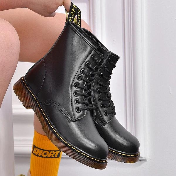 Botas 2024 primavera homens tornozelo genuíno couro mulheres sapatos para homens mulher designer moda clássico preto 35-46 dropship