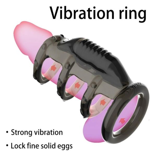 Sexo brinquedo massageador pênis anéis vibratórios para masculino atraso ejaculação brinquedos silicone manga vibrador galo anel masculino castidade gaiola device1609912