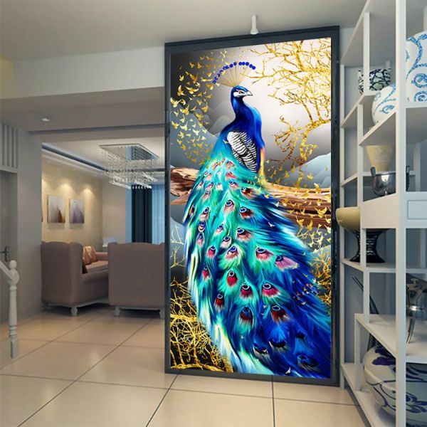 Kalligraphie Edler Blauer Pfau Kunst Poster Leinwand Malerei Wand Poster Bild Wohnzimmer Schlafzimmer Wand Malerei Wohnkultur