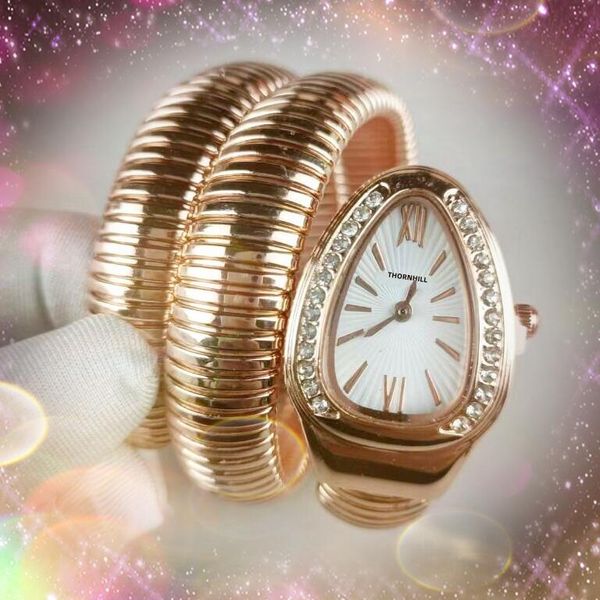 Relógio de pulso feminino de formato oval, relógio com mostrador pequeno, marca de luxo, à prova d'água, movimento de quartzo, abelha, cobra, diamantes, ouro rosa, pulseira de prata